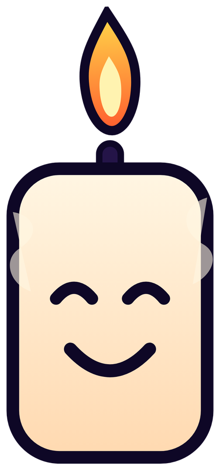 The candle mascot — its body is the time value left in your position